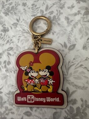 Coach x Walt Disney World Mickey & Minnie Leather Keychain